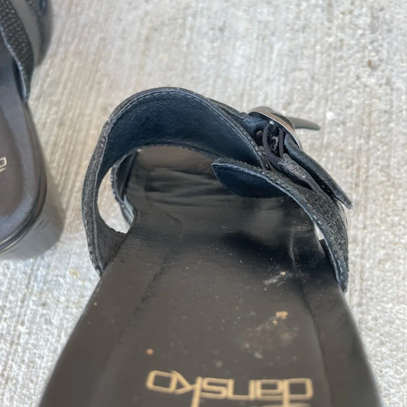 Dansko Sophie Slide Sandal Womens 39 Comfort Wedge Clog Black Leather Sparkle - Picture 5 of 7